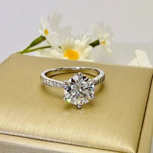 Moissanite Diamond Ring-3ct Solitaire statement ring-  Ring size 7.5
